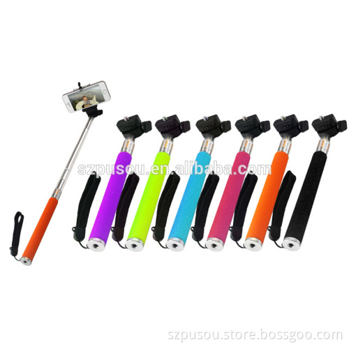 cable take pole selfie stick with high quality and portable selfie stick with cable self-pole